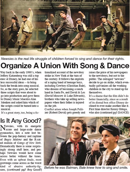 InDesign Projects: Newsies Review Layout
